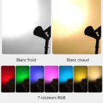 Spot solaire LED avec éclairage blanc chaud, blanc froid et 7 couleurs RGB pour jardin ou terrasse