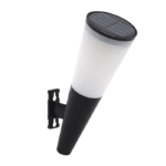 Applique solaire murale LED conique noire et blanche avec panneau solaire rond intégré sur le dessus