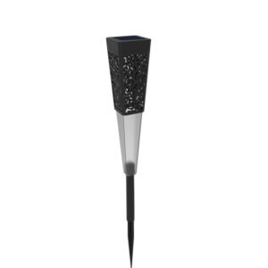 Lampe LED solaire de jardin noire à piquet, design ajouré, décoratif, éclairage extérieur écologique 