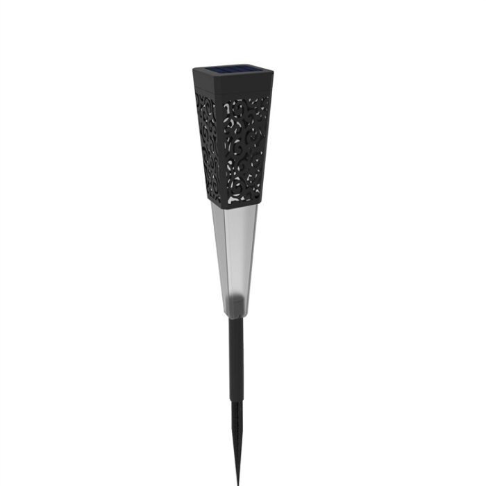 Lampe LED solaire de jardin noire à piquet, design ajouré, décoratif, éclairage extérieur écologique 