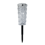 Borne solaire LED extérieure en Acrylonitrile Styrene transparent, motif diamant, avec piquet noir