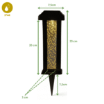 lampe-solaire-led-bulles-dimensions.jpg" alt="Lampe solaire LED décorative à bulles avec dimensions 23 cm de hauteur et 7,5 cm de largeur, étanchéité IP44