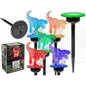 lampe-solaire-led-trex-3d-multicolore.jpg" alt="Lampe solaire LED T-Rex 3D multicolore avec effet lumineux à changement de couleur et emballage produit