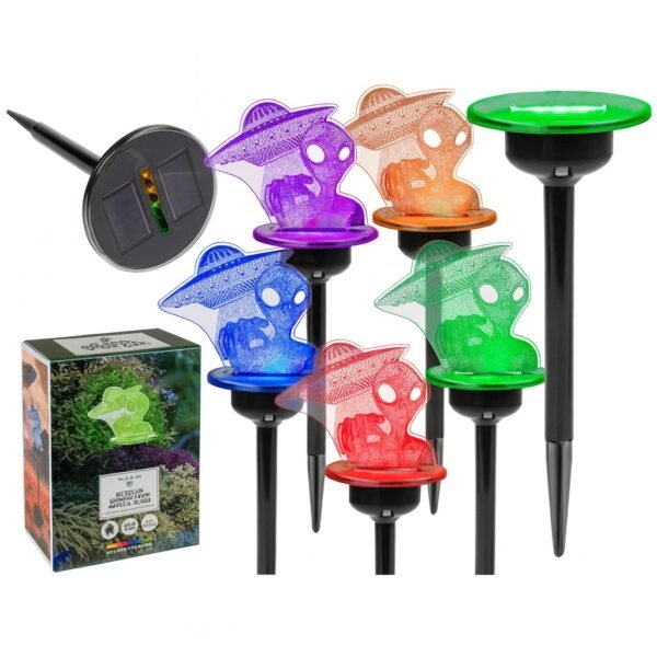 Lampe solaire LED Alien 3D multicolore – décoration de jardin à énergie solaire avec changement de couleur