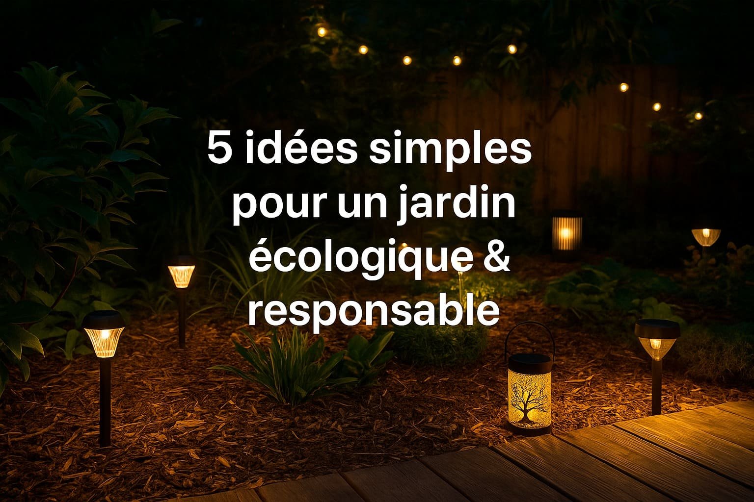 Jardin écologique avec éclairage solaire, lanternes, balises et zone végétalisée – idées simples et responsables