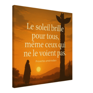 Toile murale Le soleil brille pour tous, même ceux qui ne le voient pas – proverbe amérindien, décoration murale coucher de soleil amérindien