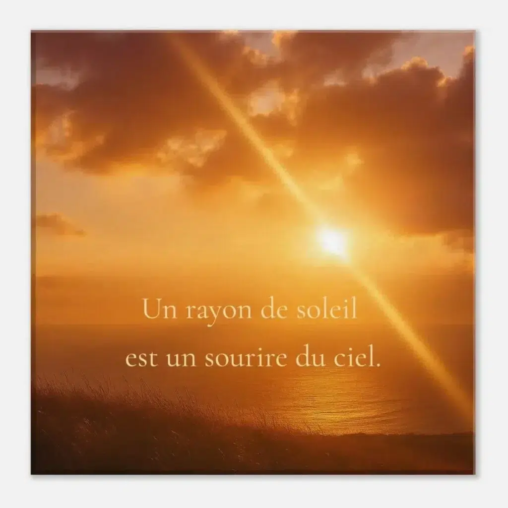 Affiche ou toile murale citation inspirante soleil couchant mer dorée Solaire Universel
