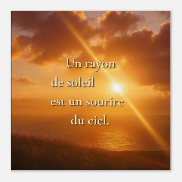 Tableau mural lumineux citation soleil et ciel — décoration nature élégante et chaleureuse