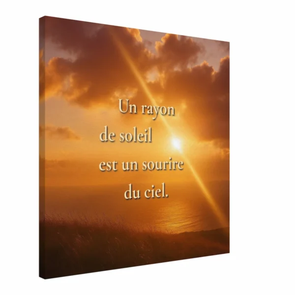 Toile murale paysage coucher de soleil avec citation inspirante — lumière dorée et ambiance apaisante