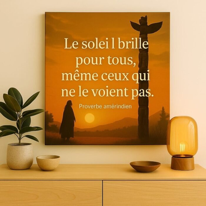 Toile murale Le soleil brille pour tous, même ceux qui ne le voient pas en décoration intérieure chaleureuse avec ambiance zen et spirituelle