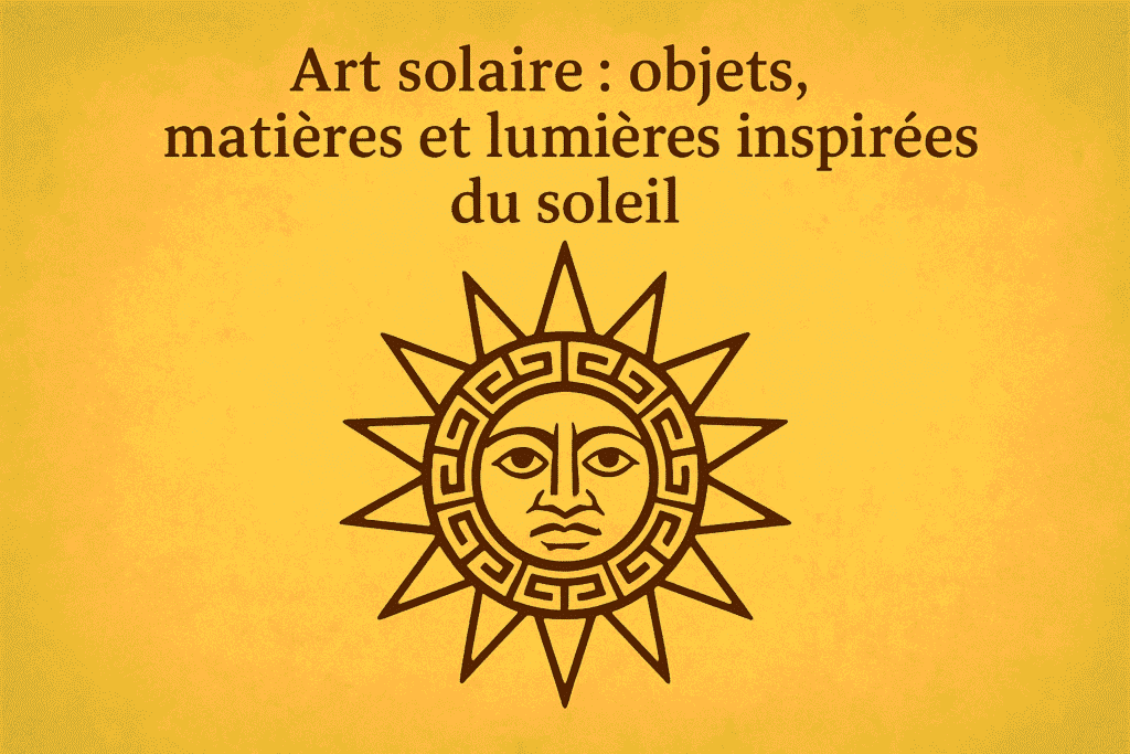 Illustration solaire stylisée de style inca, symbolisant l’art solaire et les objets inspirés du soleil