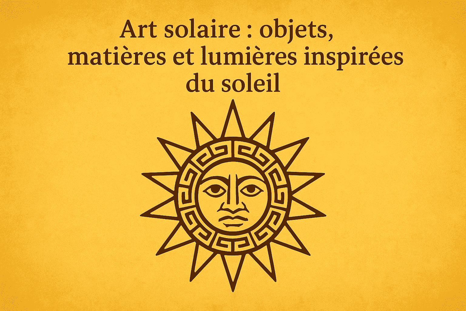 Illustration solaire stylisée de style inca, symbolisant l’art solaire et les objets inspirés du soleil