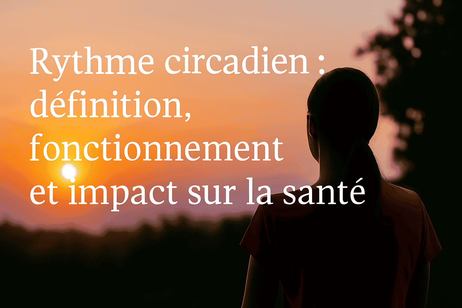 Personne observant le coucher de soleil illustrant le rythme circadien, l’alternance jour-nuit et l’influence de la lumière naturelle sur la santé et le sommeil