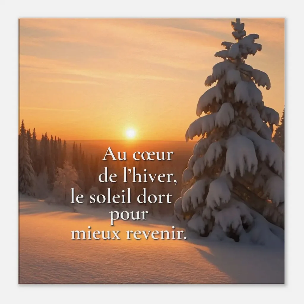 "Toile murale hivernale « Au cœur de l’hiver, le soleil dort pour mieux revenir »