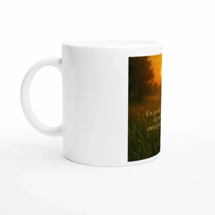 "Mug décoratif citation nature et soleil – objet bien-être pour moments calmes et lumineux