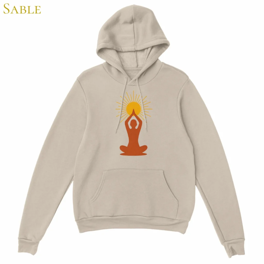 Hoodie Lumière intérieure sable – sweat à capuche unisexe avec symbole solaire, Solaire Universel