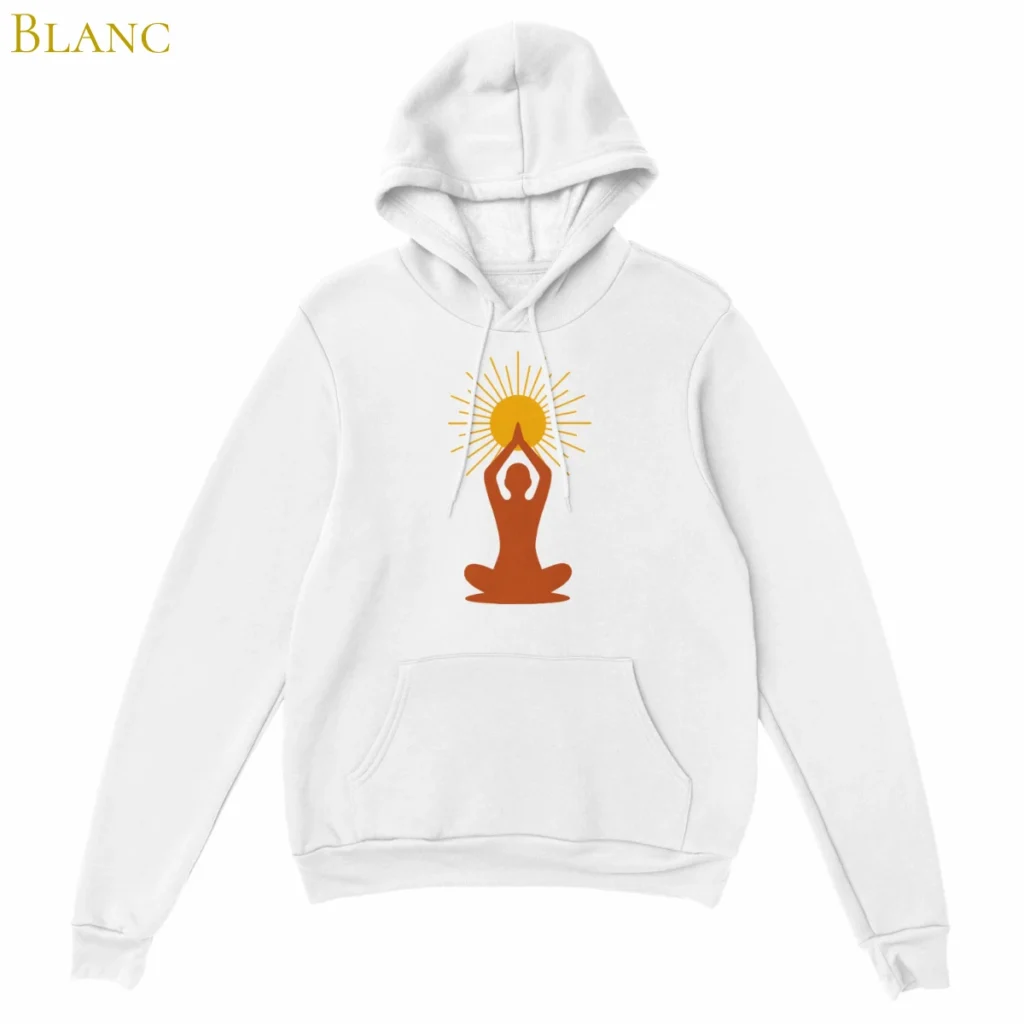 Hoodie Lumière intérieure blanc – sweat à capuche unisexe avec symbole solaire, Solaire Universel
