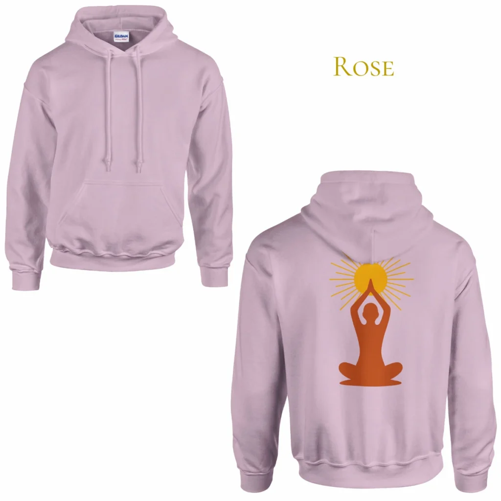 Hoodie Lumière intérieure rose – symbole solaire au dos – sweat à capuche unisexe Solaire Universel