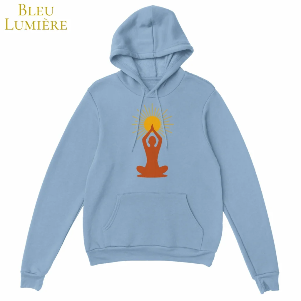 Hoodie Lumière intérieure bleu lumière – sweat à capuche unisexe avec symbole solaire, Solaire Universel