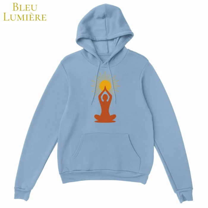Hoodie Lumière intérieure bleu lumière – sweat à capuche unisexe avec symbole solaire, Solaire Universel