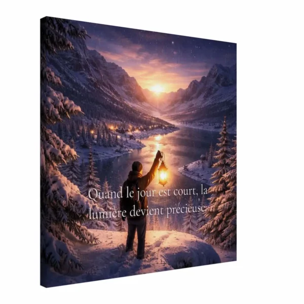 Toile murale « Quand le jour est court, la lumière devient précieuse » — Tableau hivernal inspirant | Solaire Universel