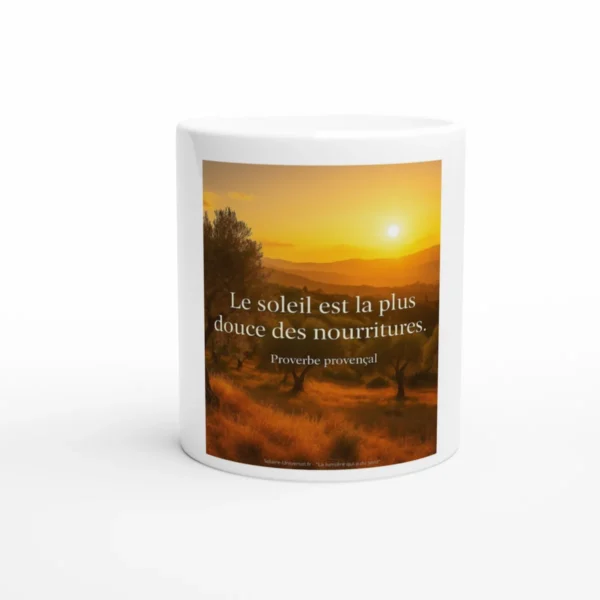 Mug citation solaire Le soleil est la plus douce des nourritures – paysage doré au lever du soleil