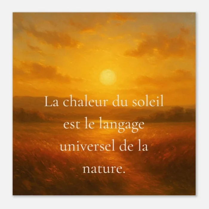 Affiche murale citation solaire La chaleur du soleil est le langage universel de la nature sur papier mat qualité muséale