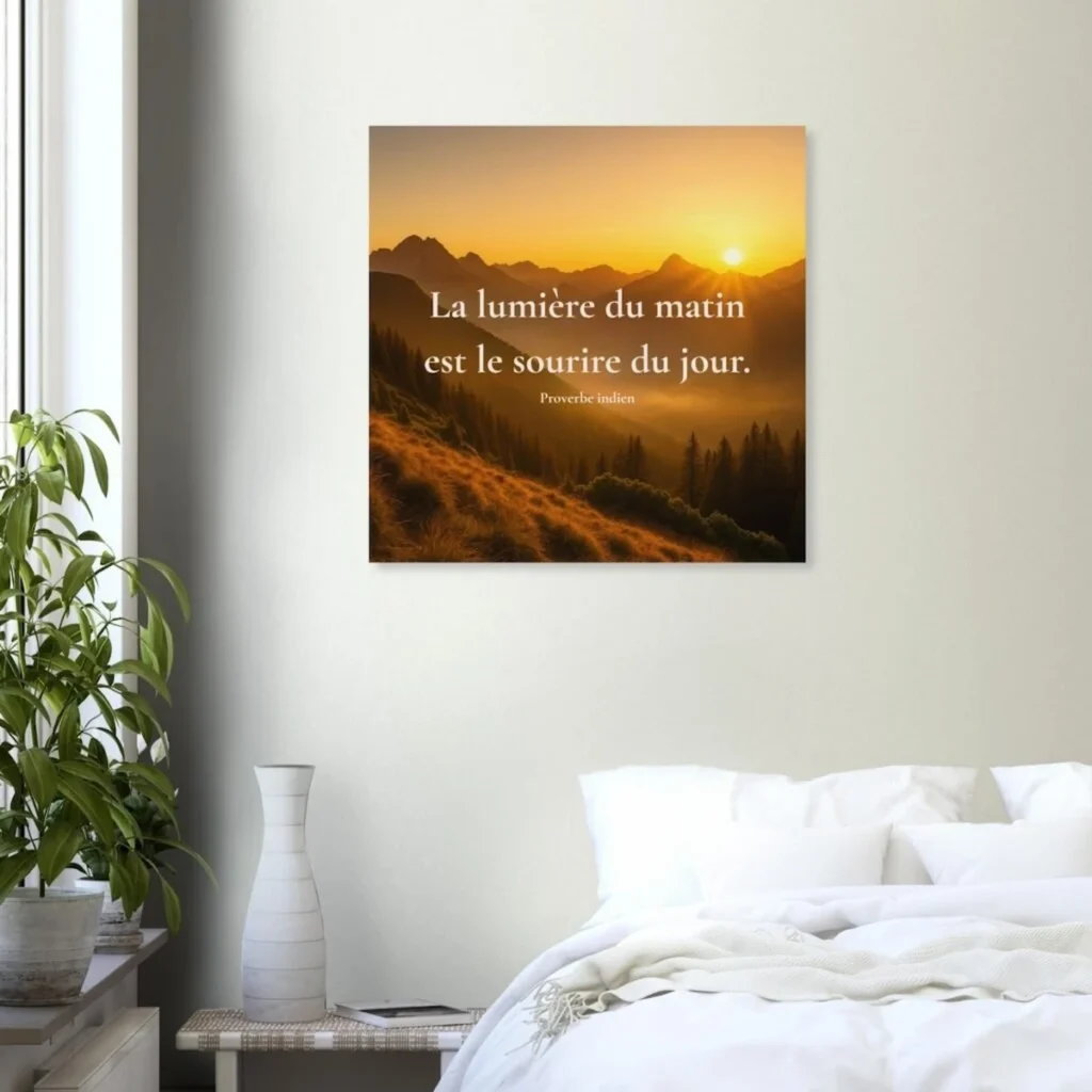 Affiche murale La lumière du matin est le sourire du jour dans une chambre lumineuse, décoration murale inspirante Solaire Universel
