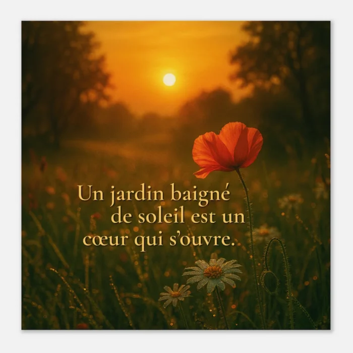 "Affiche papier mat qualité muséale – « Un jardin baigné de soleil est un cœur qui s’ouvre » | Solaire Universel"