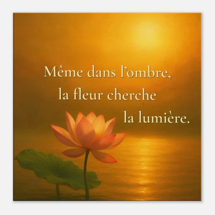 Déco murale citation lumineuse Même dans l’ombre, la fleur cherche la lumière vue de face