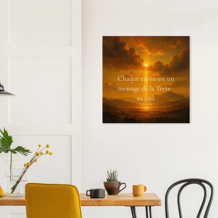 Affiche murale solaire Chaque rayon est un message de la Terre au ciel dans un intérieur lumineux et épuré