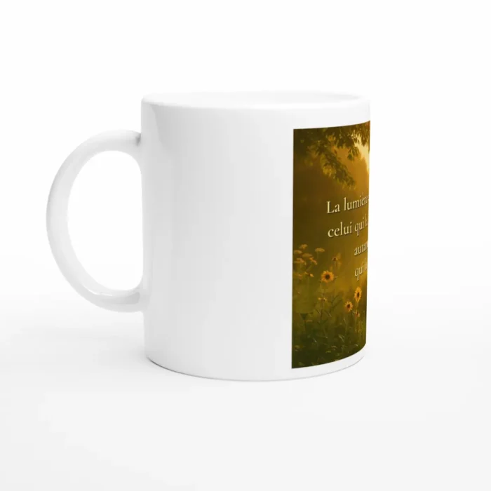 "Mug citation inspirante lumière intérieure décoration bien-être visuel nature chaleureuse poignée gauche Solaire Universel"