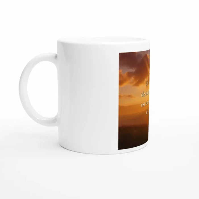 Tasse blanche citation positive soleil et ciel — mug bien-être décoration lumineuse Solaire Universel
