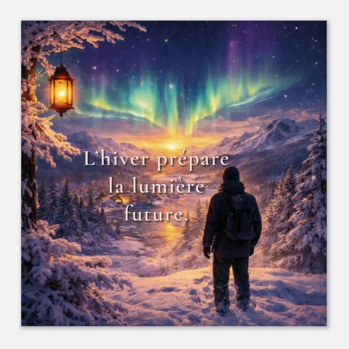 Affiche papier mat qualité muséale – « L’hiver prépare la lumière future » décoration murale hivernale