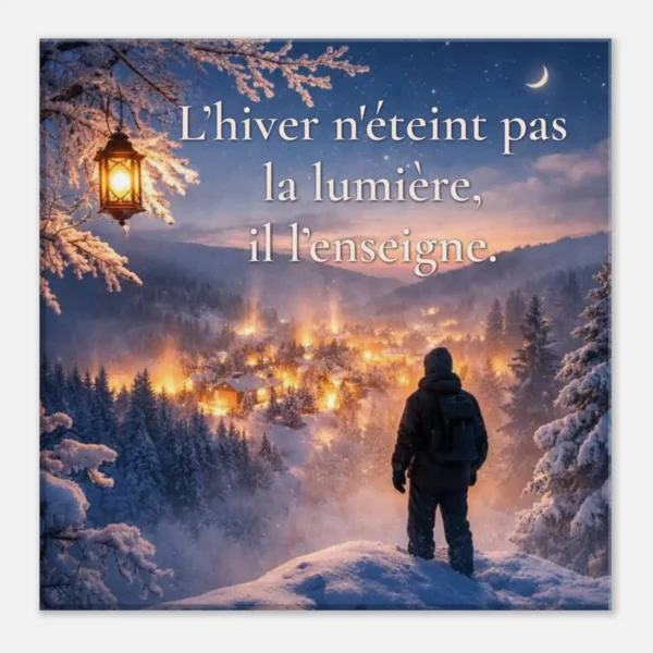 Affiche qualité musée citation « L’hiver n’éteint pas la lumière, il l’enseigne » vue zoom