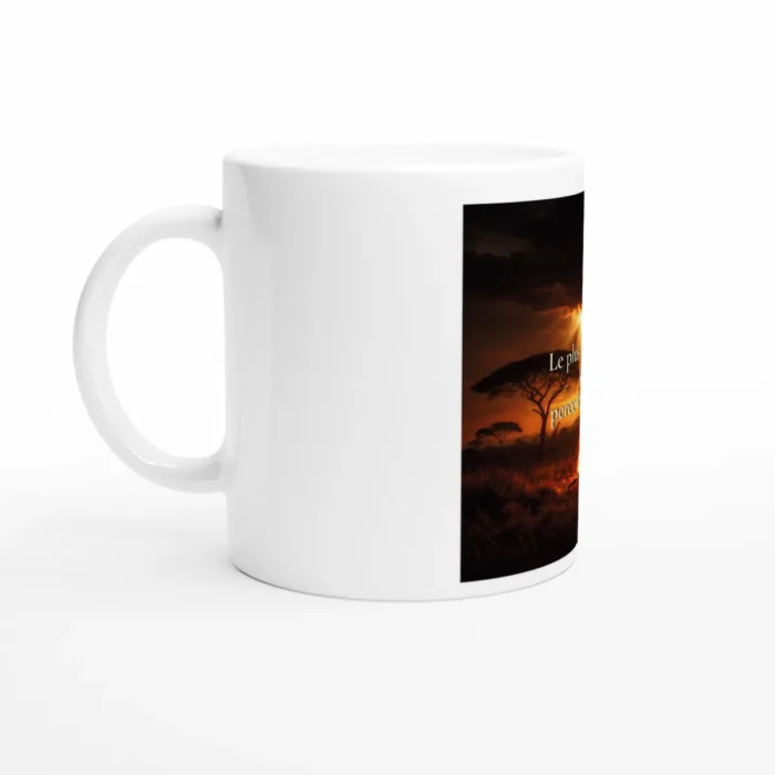 Mug inspiration lumière intérieure « Le plus petit rayon perce les ténèbres » – tasse bien-être design paysage africain chaleureux