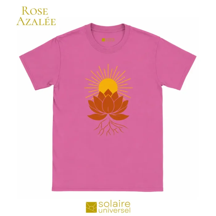 T-shirt rose azalée design lotus méditation solaire - Spiritualité et féminité sacrée Solaire Universel