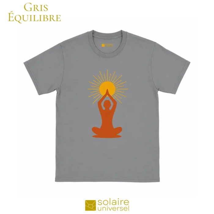 T-shirt "Soleil Intérieur" gris équilibre neutre - Élégance et harmonie - Solaire Universel