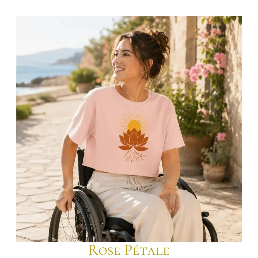Crop top Rose Pétale Lotus Solaire pour femme en coton éthique – Solaire Universel