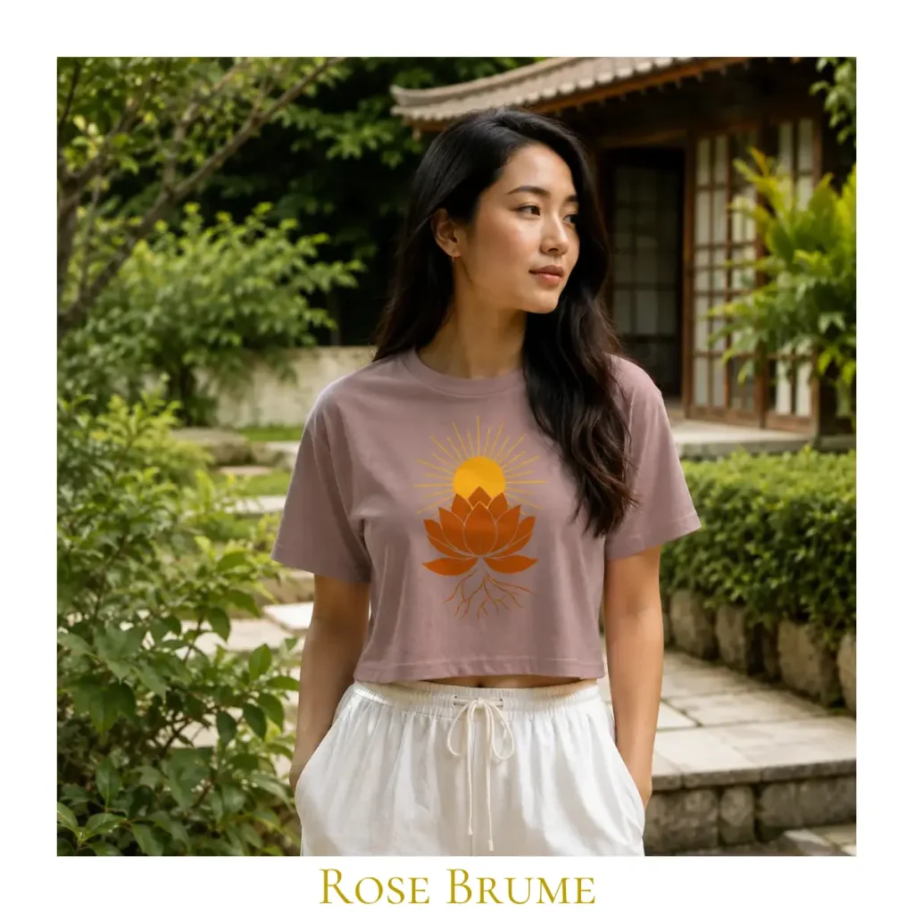 Crop top Rose Brume Lotus Solaire pour femme en coton éthique – Solaire Universel