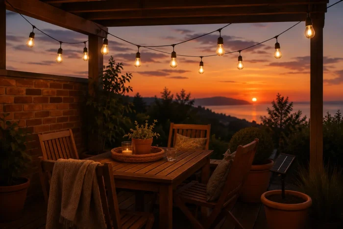 Guirlande solaire 10 ampoules – Une ambiance chaleureuse au coucher du soleil