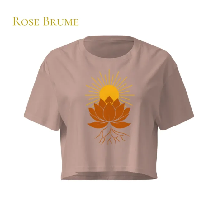 Crop top Rose Brume Lotus Solaire pour femme en coton éthique – Solaire Universel