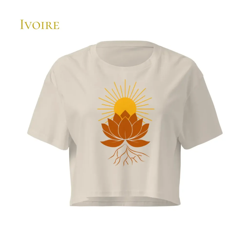 Crop top Ivoire Lotus Solaire pour femme en coton éthique – Solaire Universel