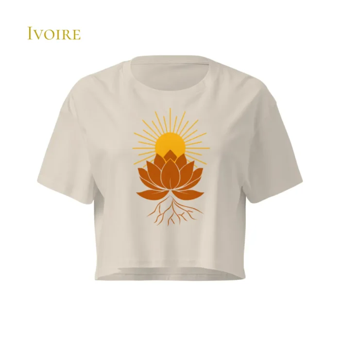 Crop top Ivoire Lotus Solaire pour femme en coton éthique – Solaire Universel