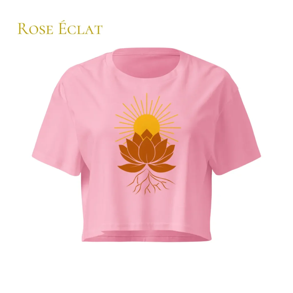 Crop top Rose Éclat Lotus Solaire pour femme en coton éthique – Solaire Universel