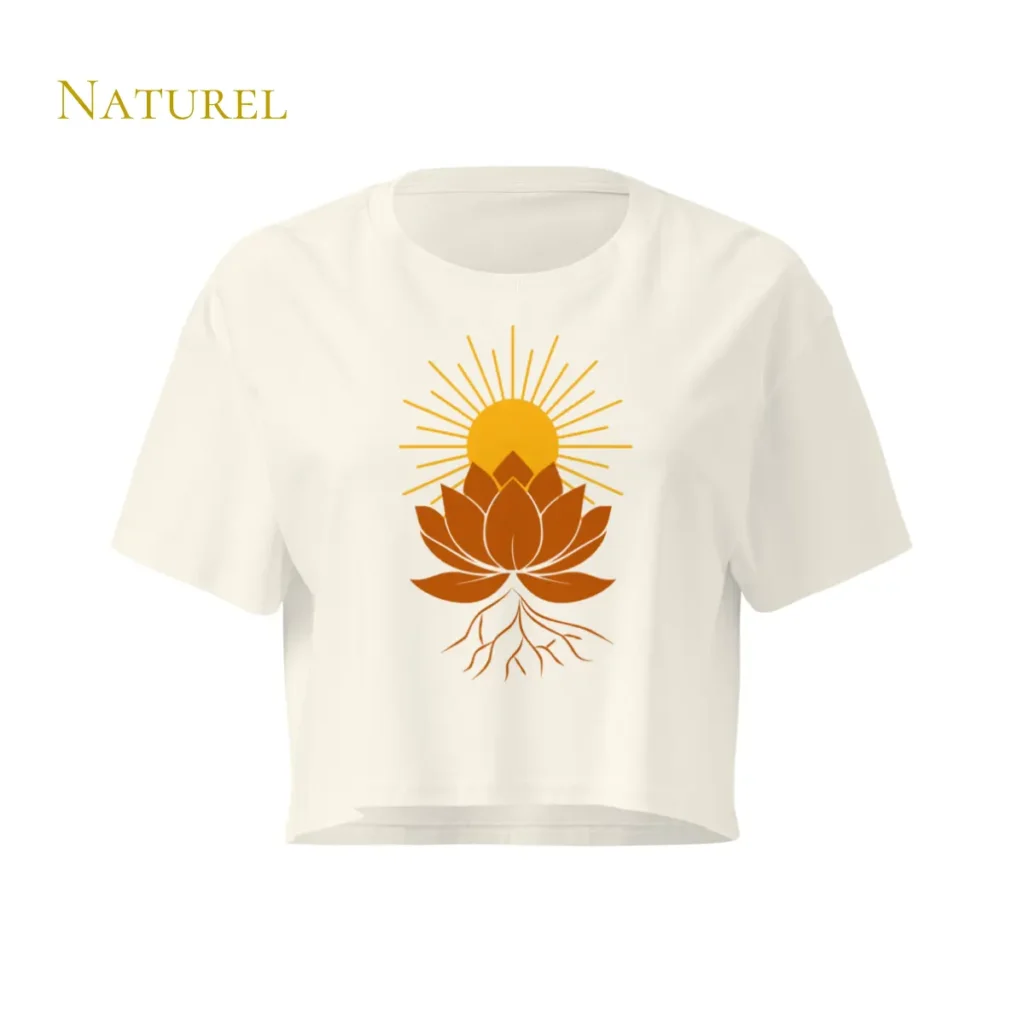Crop top Naturel Lotus Solaire pour femme en coton éthique – Solaire Universel
