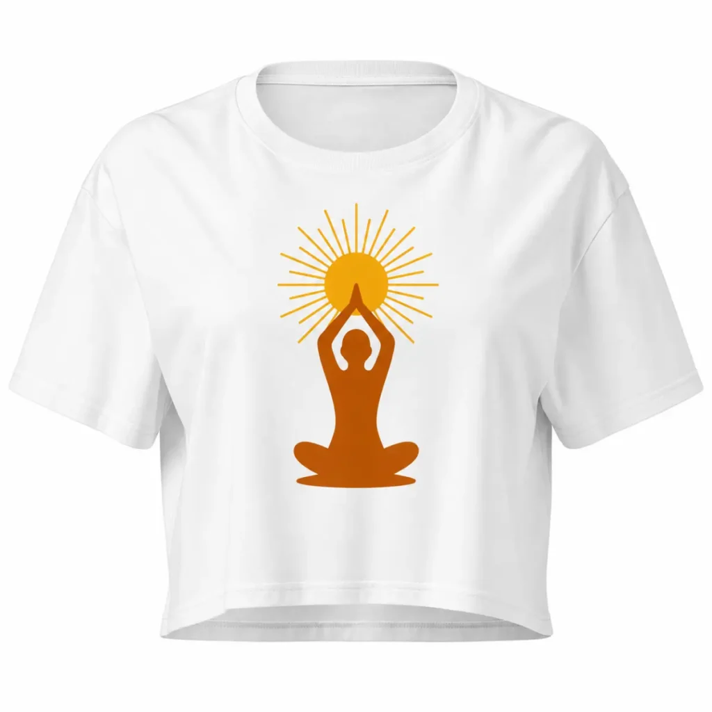 Crop top Blanc Aurore Lotus Solaire pour femme en coton peigné – Solaire Universel