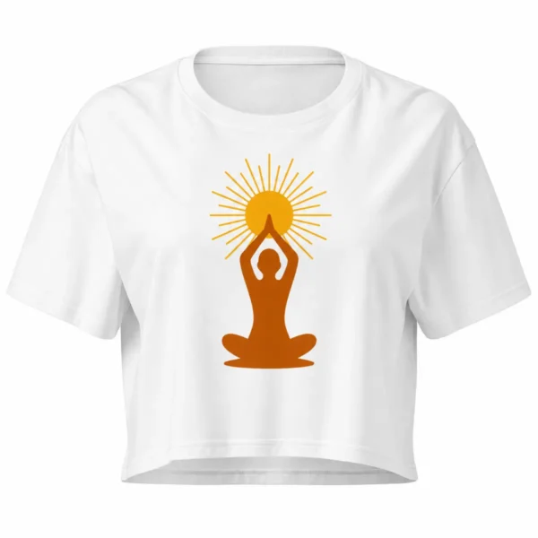 Crop top Blanc Aurore Lotus Solaire pour femme en coton peigné – Solaire Universel