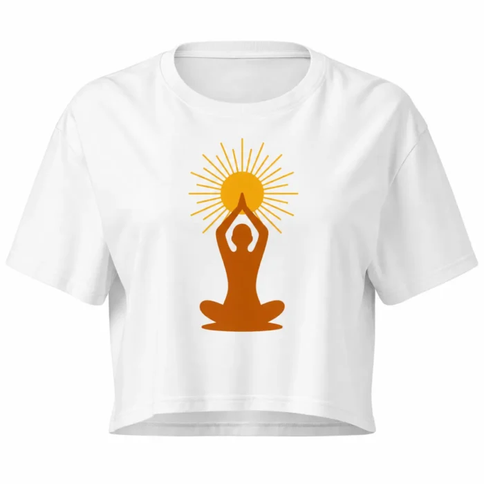 Crop top Blanc Aurore Lotus Solaire pour femme en coton peigné – Solaire Universel
