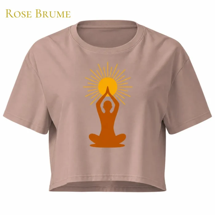 Crop top Rose Brume avec motif méditation solaire